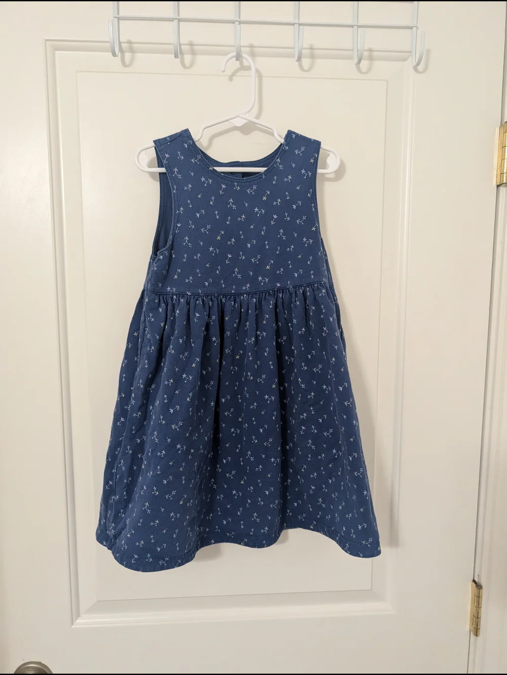 Vintage Gymboree Indigo Florals Blue Reversible Dress Girls Large L